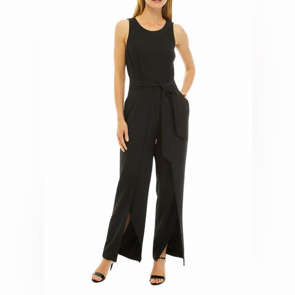 223. NWOT! THE LIMITED Sleeveless Belted Split Leg Jumpsuit | Black | Sz 10